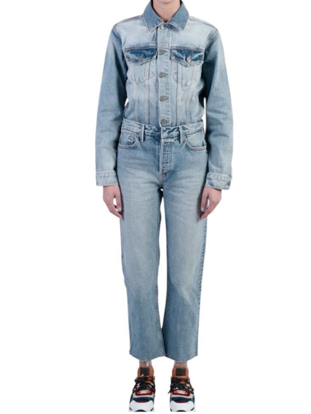 GRLFRND Sloane Utility Jumpsuit Long Sleeve Denim Jean Jumpsuit Size Small